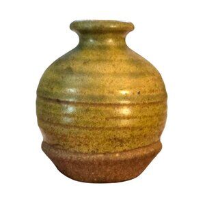 Rare Vintage Indiana J. Mills 1978 Green/Brown Glazed Pottery